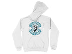 Garment Graphics offers a white hoodie featuring a fish graphic and blue text Fishing Hair Dont Care, encircled by a matching ribbon. The hood flips right, perfect for anglers who value style and comfort.