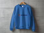 This Garment Graphics blue sweatshirt, ideal for casual outings, features a bold dark blue Scania and stylized griffins head logo on a concrete backdrop. Its unisex design and industrial-chic style make it a versatile addition to any wardrobe.