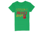 Garment Graphics green guitar T-shirt showcases Music Never Sleeps in bold yellow and red lettering, with a red electric guitar illustration. Ideal for music lovers wanting a distinctive tee that embodies endless rhythm.