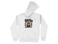 The classic-fit white hoodie from Garment Graphics features a bulldog with a crown and sunglasses on the front. City King is boldly printed above, adding urban flair to your casual wardrobe.