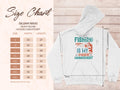 The Garment Graphics 18500 hooded sweatshirt is an anglers wardrobe must-have. It features Fishing is my anger management with a fish and hook graphic. A size chart from S to 5XL provides width and length measurements.