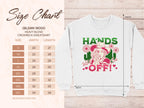 Explore Garment Graphics’ Wild Side Sweatshirts via the Gildan 18000 size chart. Featuring bold graphics of HANDS OFF! over a floral-clad woman in green and red, it offers unisex sizes from S to 5XL with detailed width and length measurements for the perfect fit.