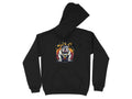 Garment Graphics presents a black hooded sweatshirt, essential for casual wear. It features a graphic bulldog with a harness and roaring flames, topped with CITY KING in bold. Its classic fit promises comfort and timeless style.