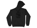 Garment Graphics black hoodie showcases a vintage car graphic with Classic Garage and Vintage Car Club text. Ideal for car enthusiasts, this classic fit has a subtle chest print, front pocket, and drawstring hood.