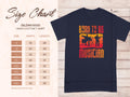 A Garment Graphics Gildan 5000 size chart is shown on the left. On the right, a navy Born To Be Musician T-shirt features an orange drummer and guitarist silhouette, ideal for music lovers. Width and length dimensions are also provided.