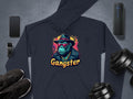 This hipster urban hoodie by Garment Graphics features a cartoon gorilla dressed as a gangster, complete with sunglasses and hat. Gangster is boldly displayed underneath. Perfectly pairs with your smartphone, smartwatch, and shoes for an effortlessly cool look.